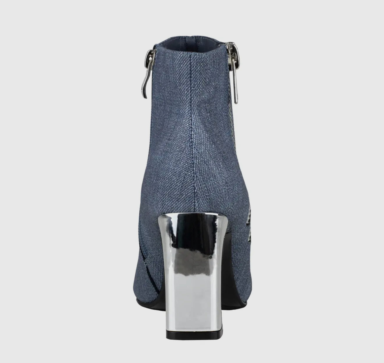Demin Metal Heel Bootie