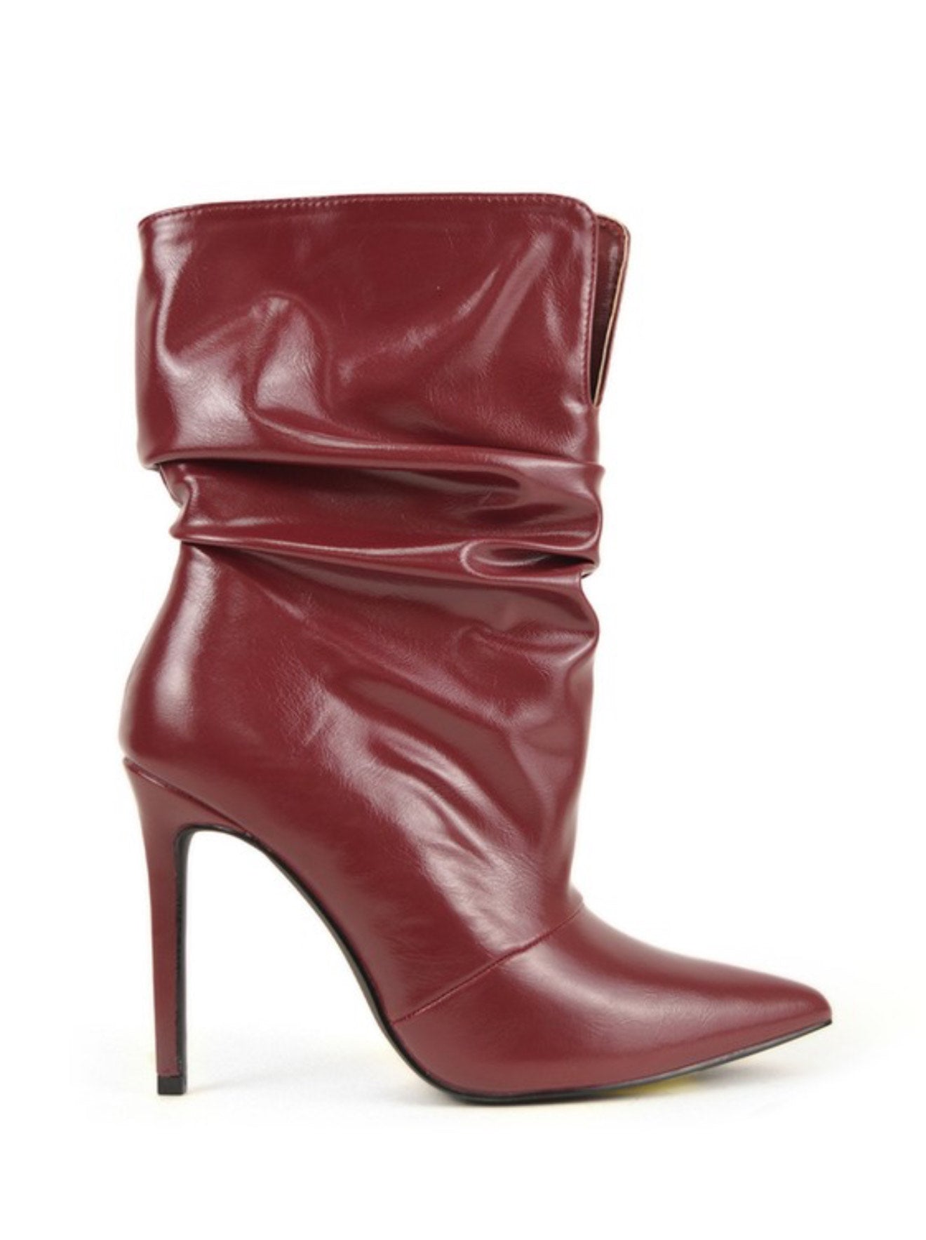 Faux Leather Burgundy Scrunch Boot