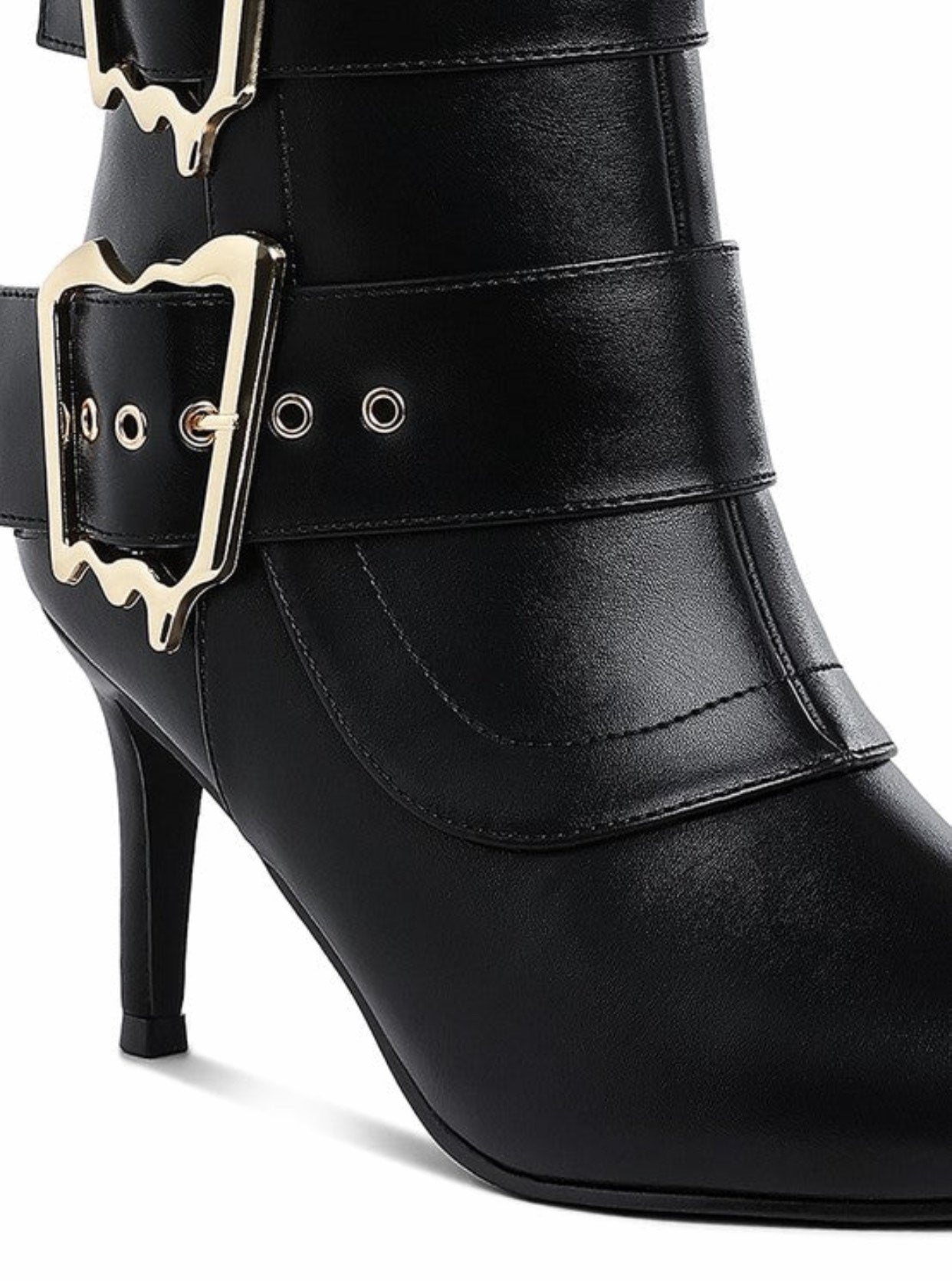 Chunky Buckle Strap Ankle Boots