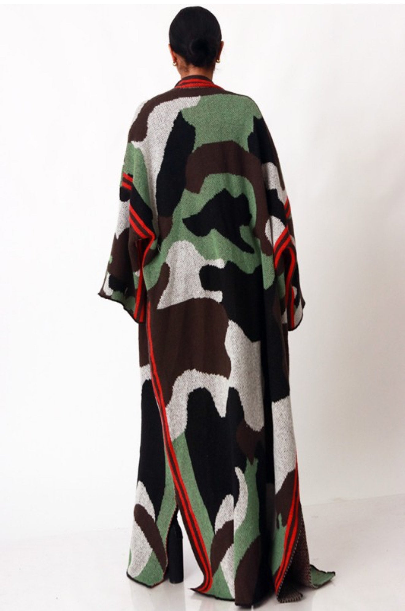 Camouflage Print Open Front Cardigan