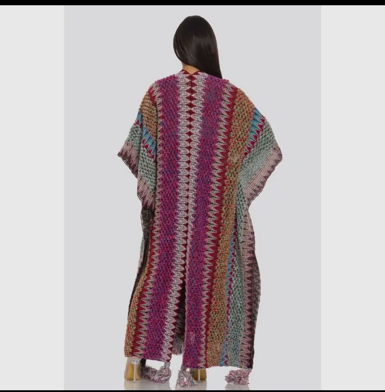 Multicolored Open Front Cardigan