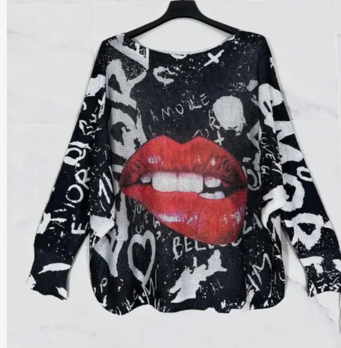 Lipstick Fever Black Sweatshirt