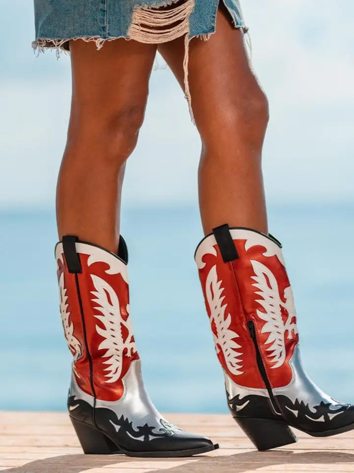 Red and Silver Cowboy Boots