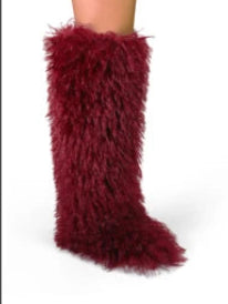 Burgundy Lane Faux Knee High Boots