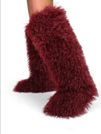 Burgundy Lane Faux Knee High Boots