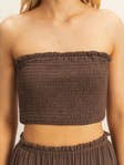 Coco Brown Smocked Strapless Top and Skirt Set