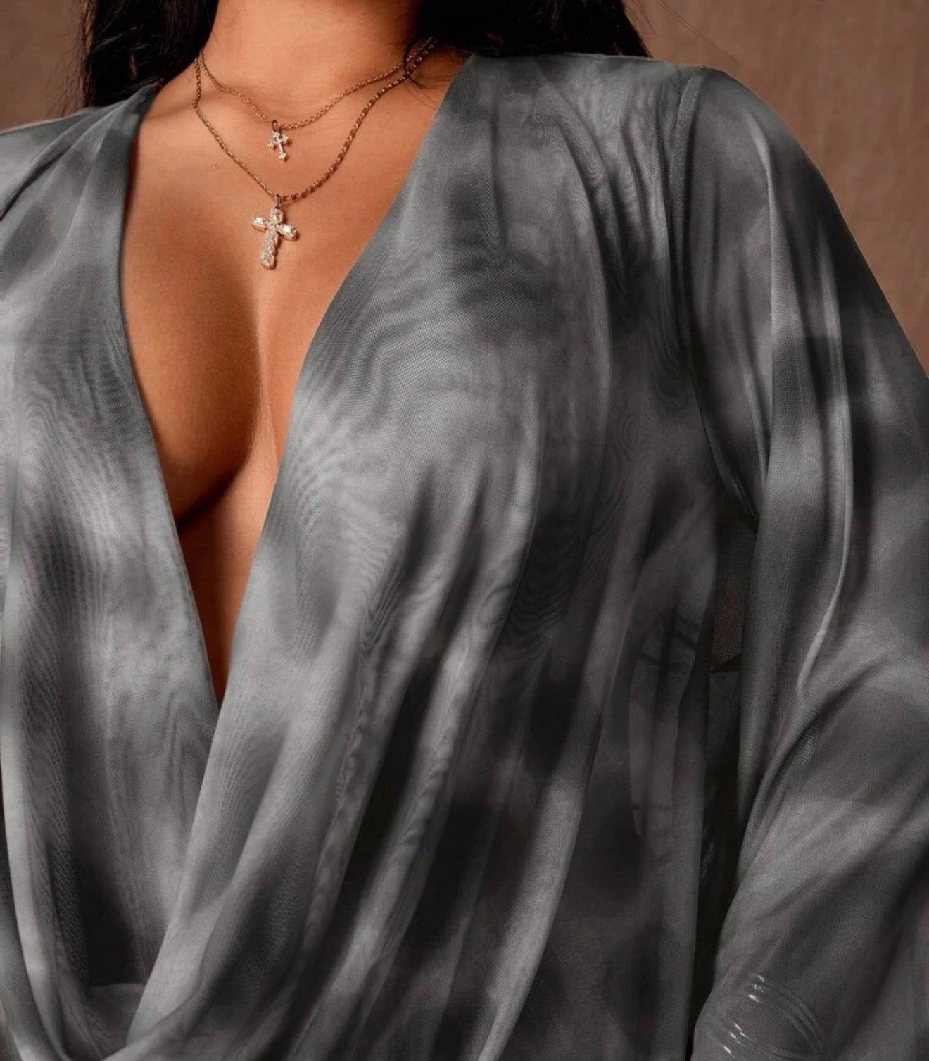 Grey Slay V Neck Dress