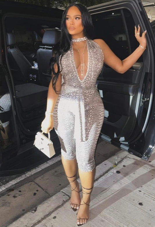 Dipped in White V Neck Romper