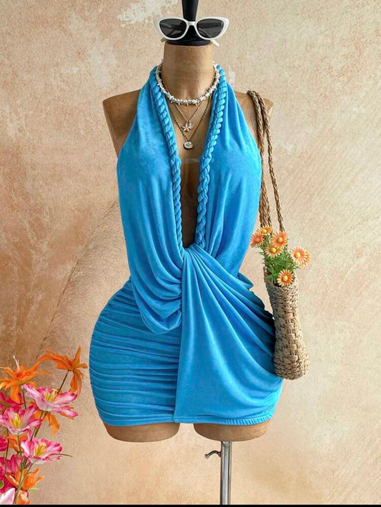 Blue Lagoon Summer Halter Dress