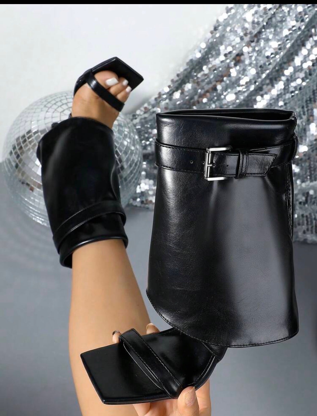 Got You Pressed Black Sandal Heel