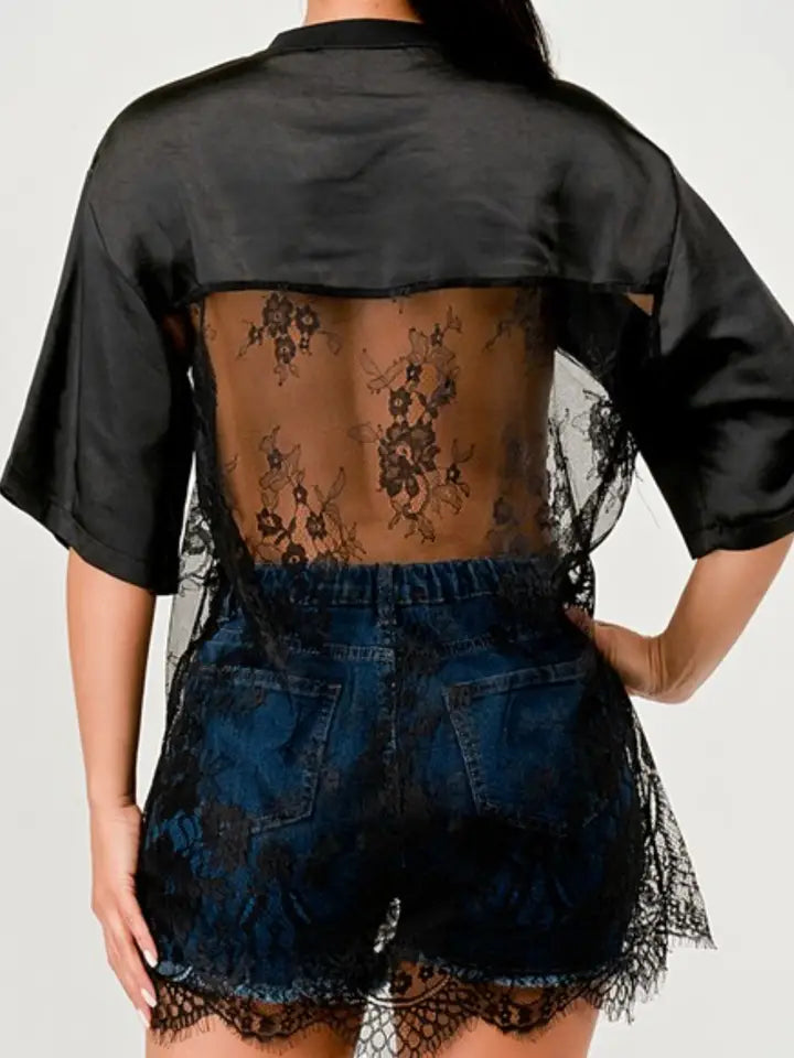 Lace Patchwork Oversized Jersey