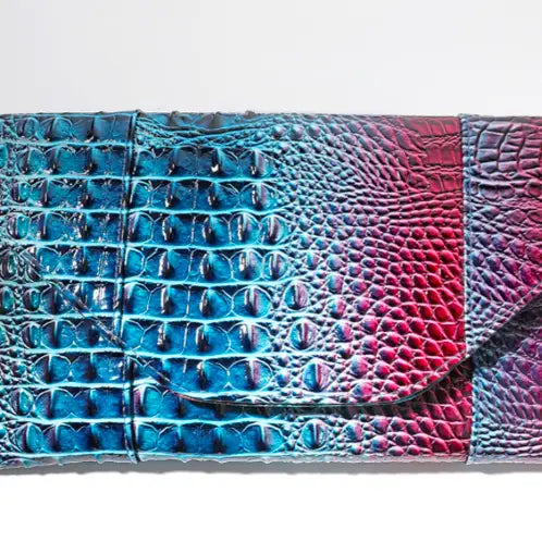 Blue Purple Crocodile Clutch Shoulder Bag