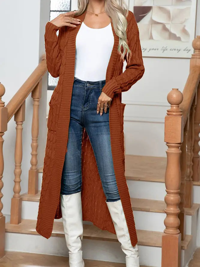 Orange Sweater Long Cardigan