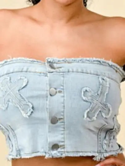 Hot Girl Denim Crop Top