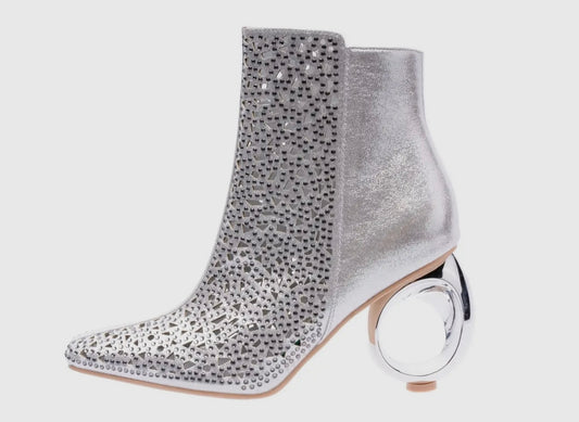 Silver Sparkly Circle Heel Bootie
