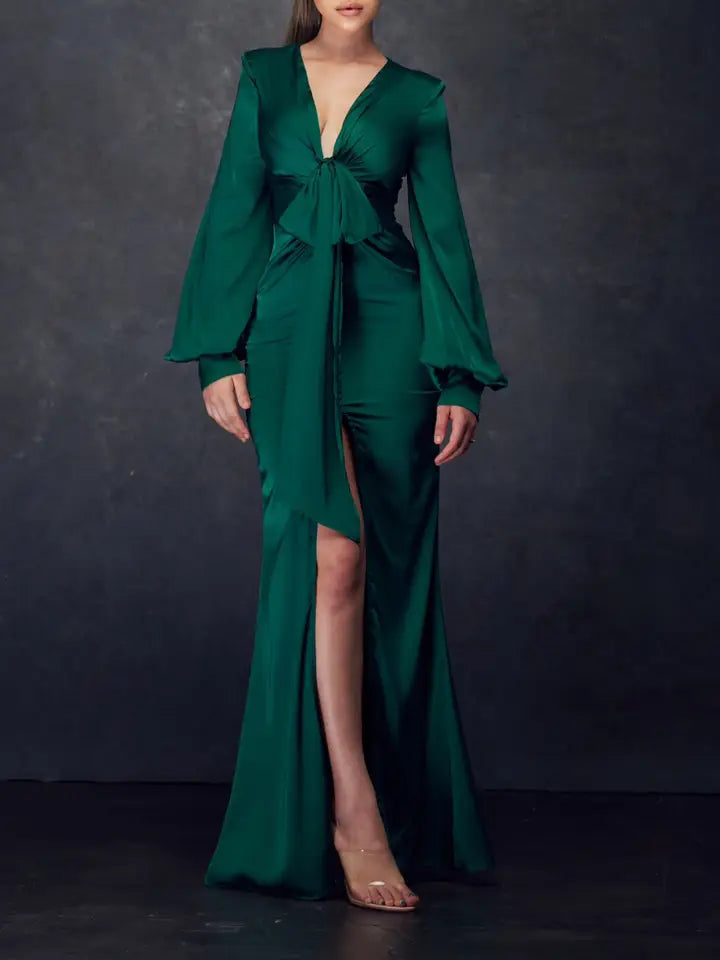 Front Twist Satin Dress