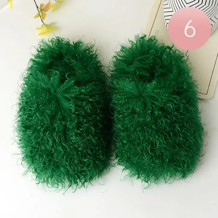 Feeling So Green Faux Fur Slides
