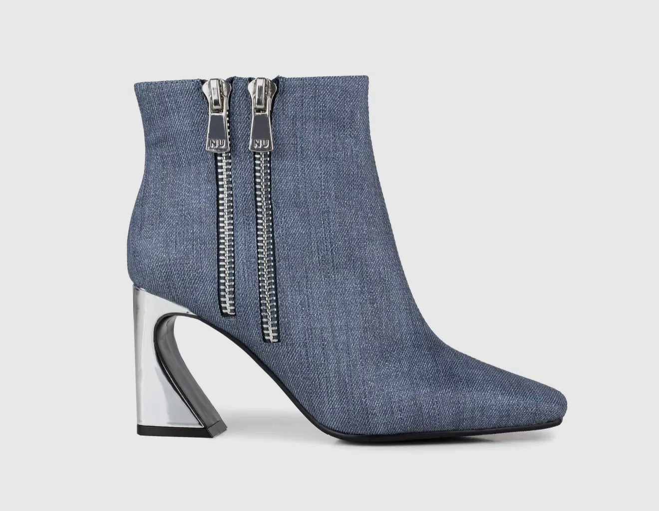Demin Metal Heel Bootie