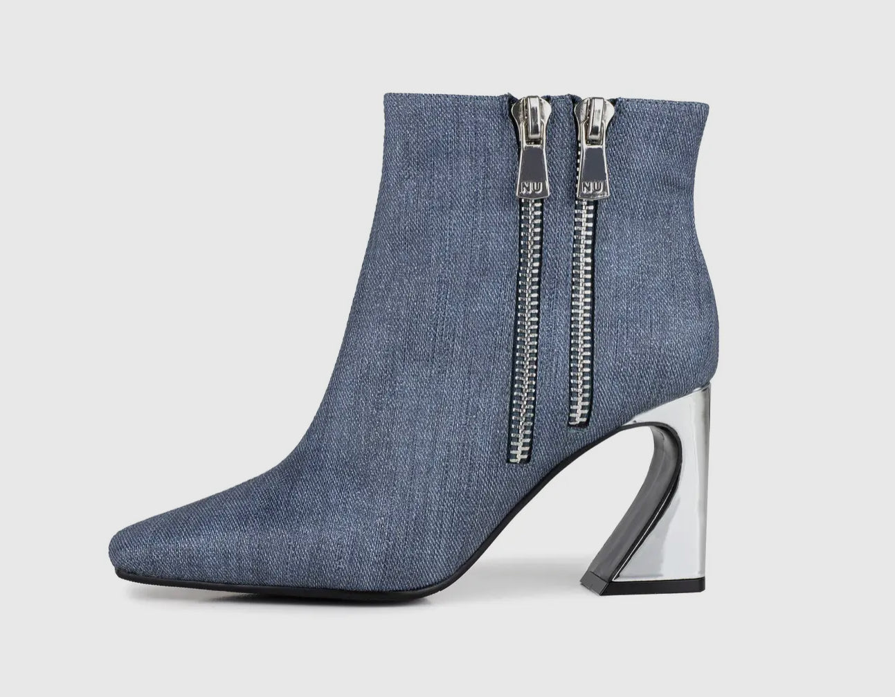 Demin Metal Heel Bootie