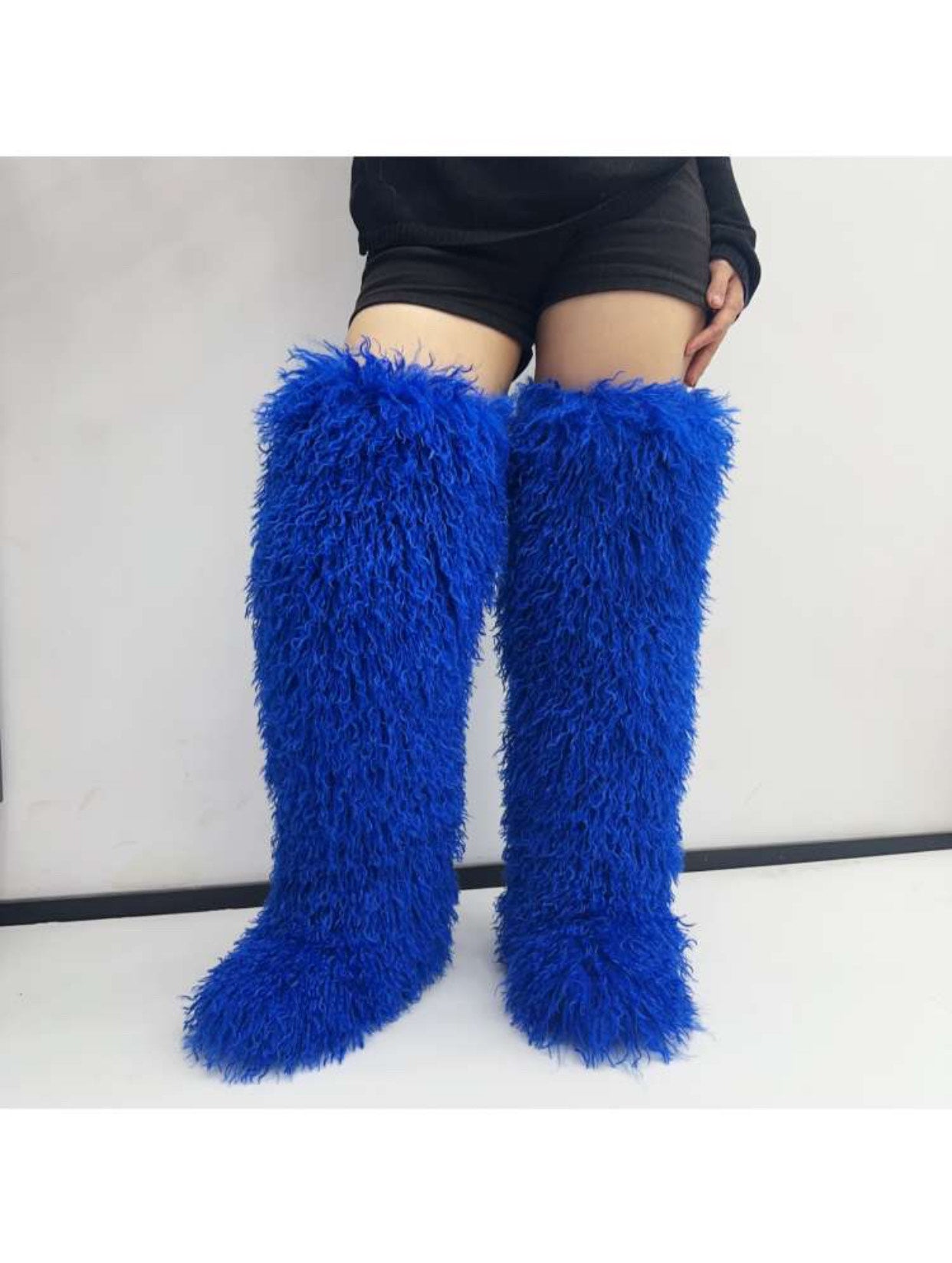 Blueberry Yum Faux Fur Knee High Boots