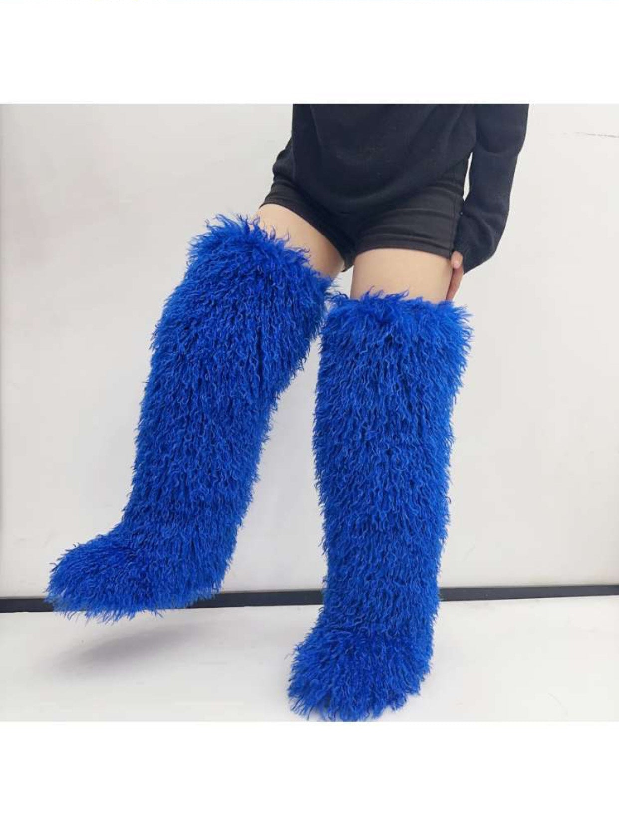 Blueberry Yum Faux Fur Knee High Boots