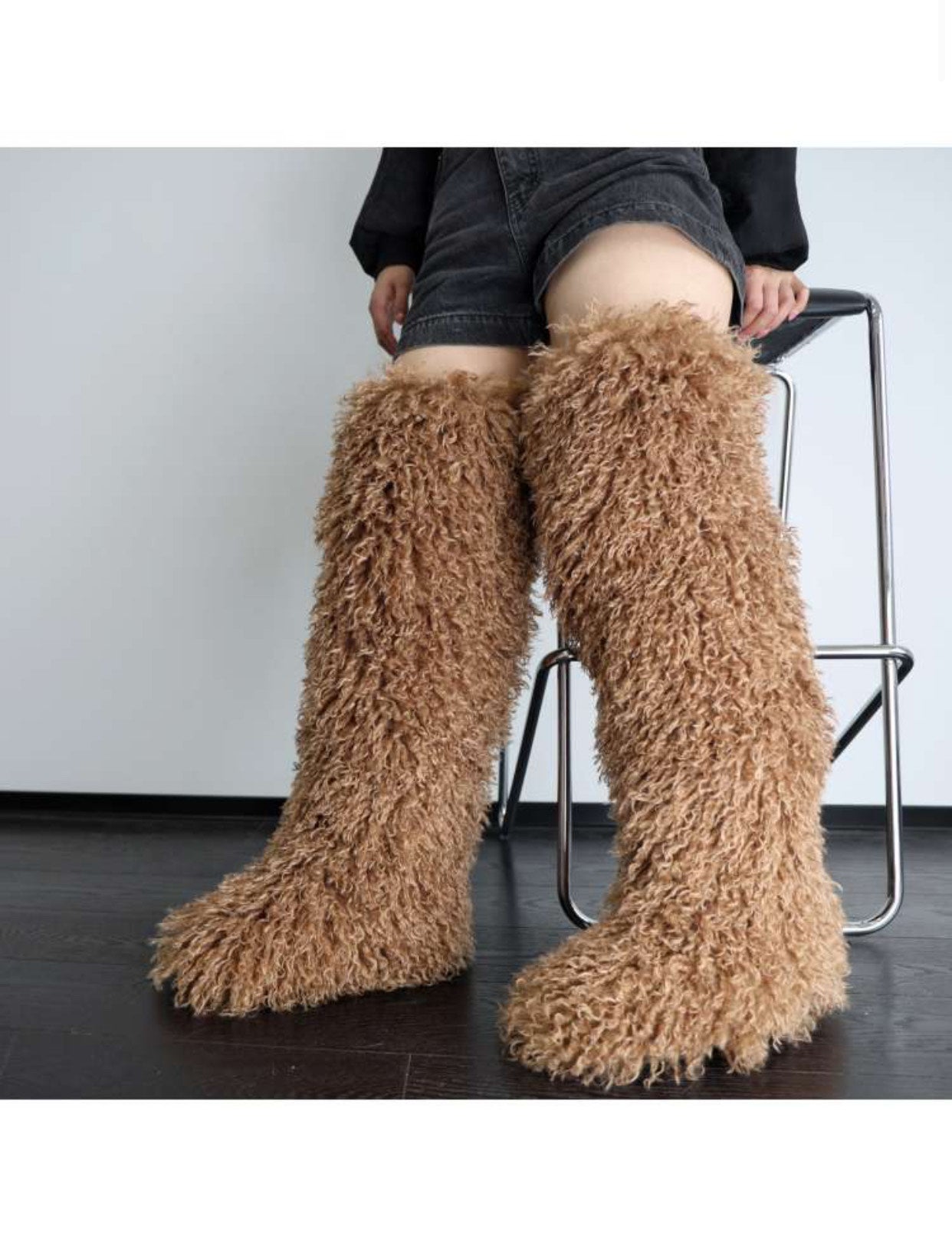 In The Nude Faux Fur Knee High Boots
