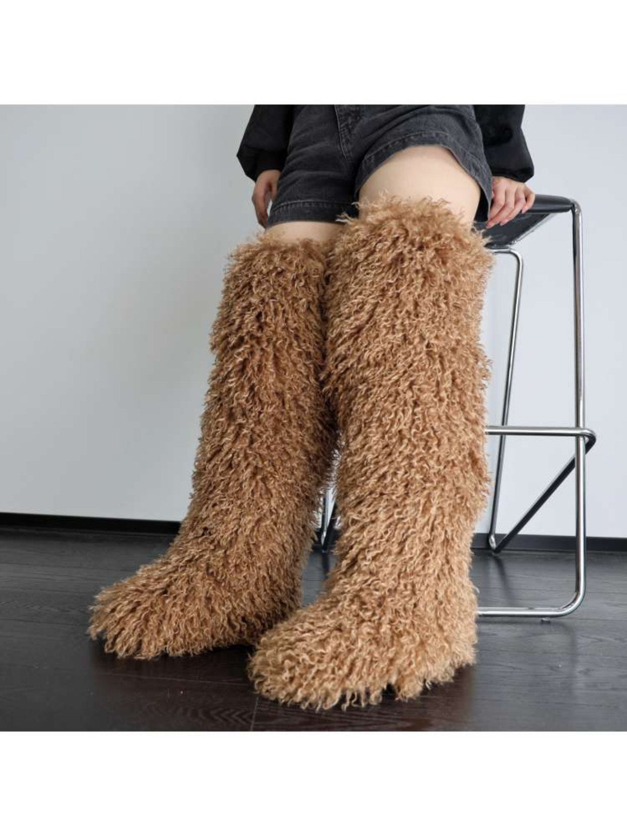 In The Nude Faux Fur Knee High Boots
