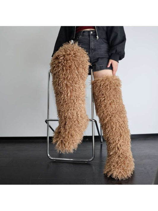 In The Nude Faux Fur Knee High Boots
