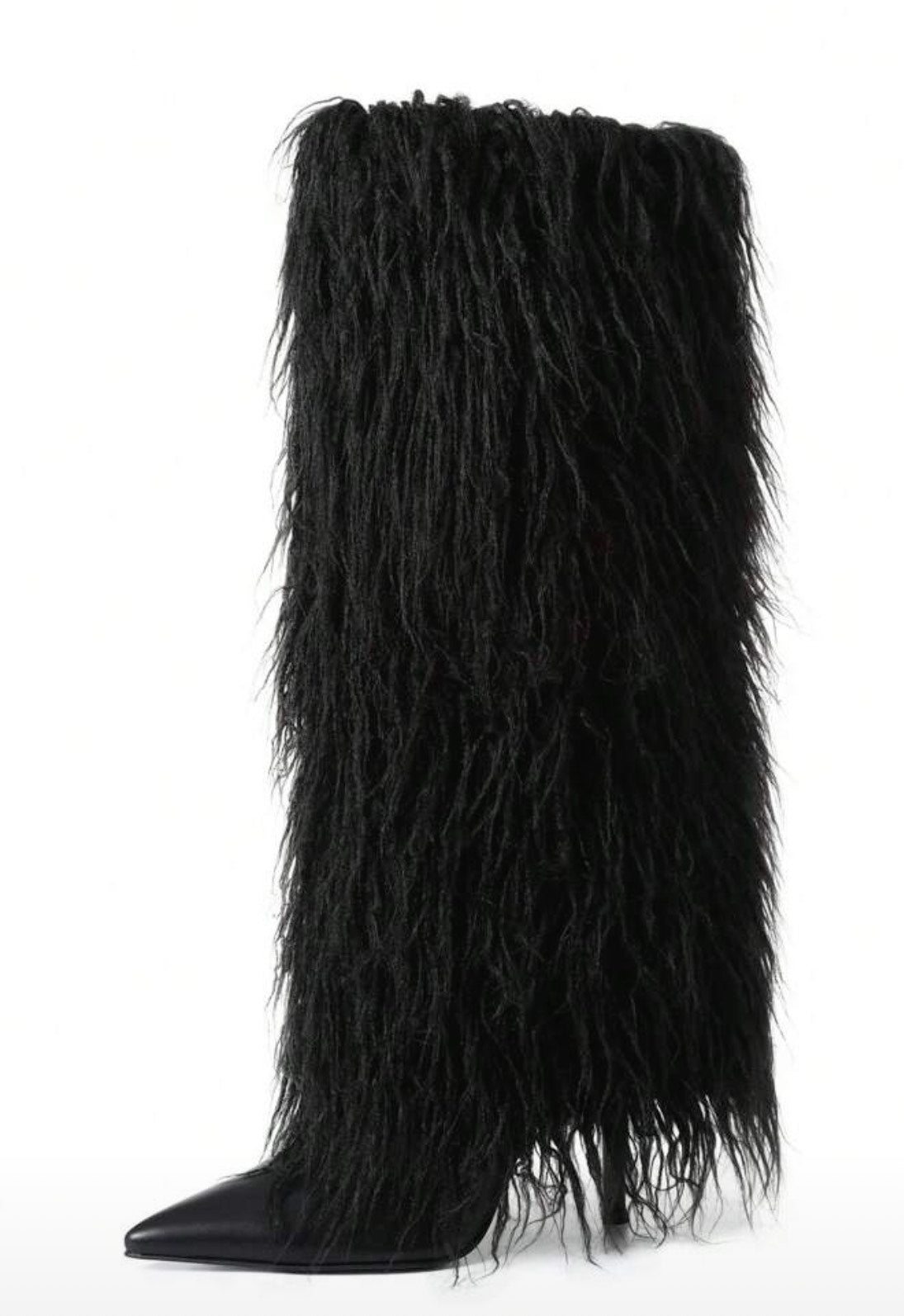 Back 2 Black Faux Fur Heels