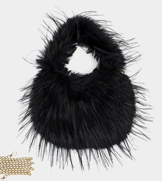 Faux Fur Black Handbag