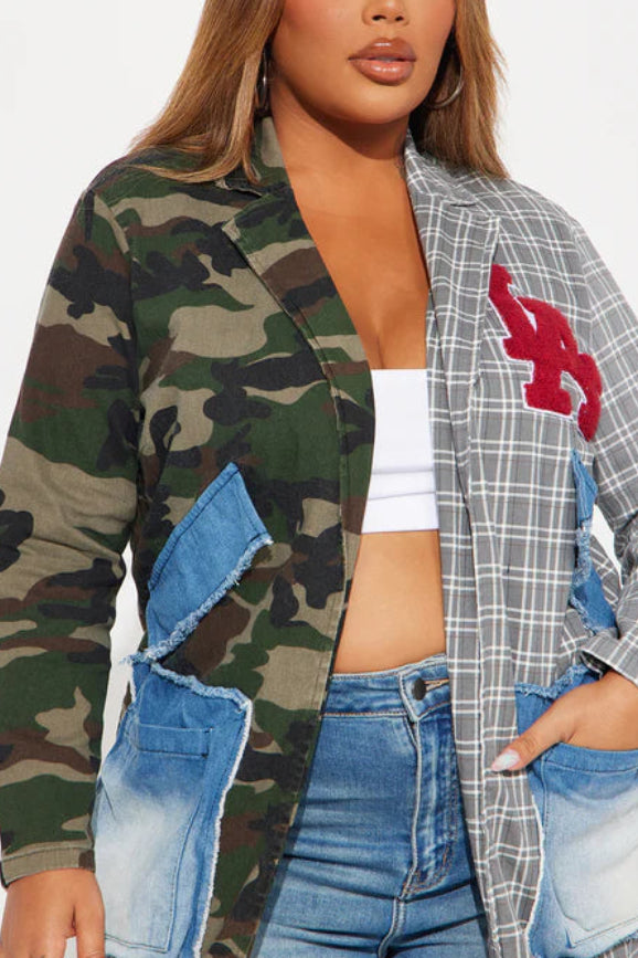 Olive Denim Color Block LA Blazer