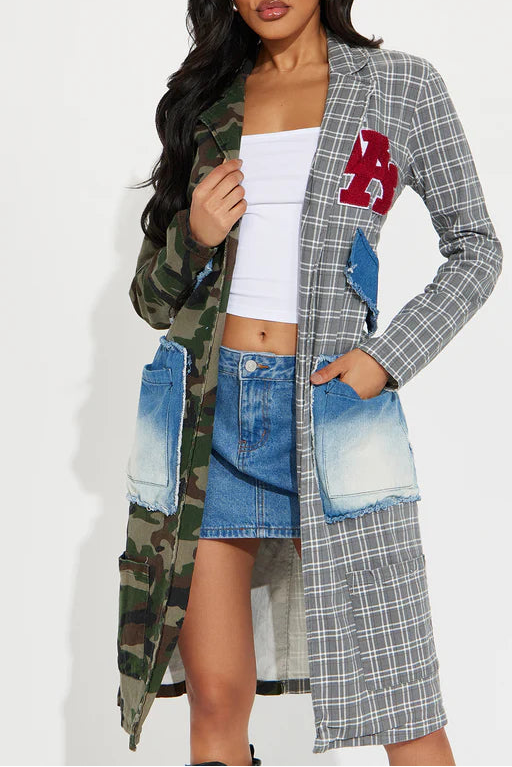 Olive Denim Color Block LA Blazer