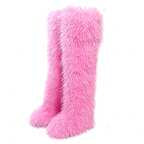 Poppin Pink Faux Fur Knee High Boots
