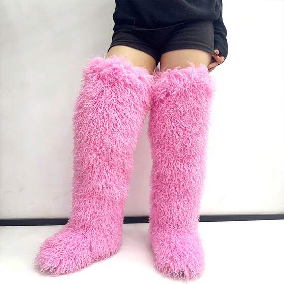 Poppin Pink Faux Fur Knee High Boots