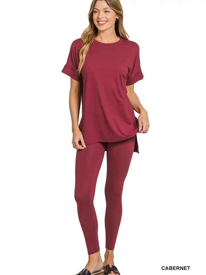 Burgundy Two Piece Lounge Set