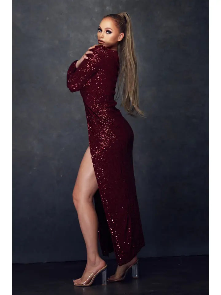 Red Stretch You Out Sequin Dress