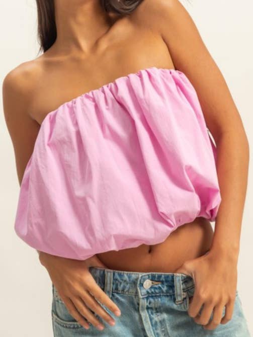 Pretty In Pink Strapless Crop Top