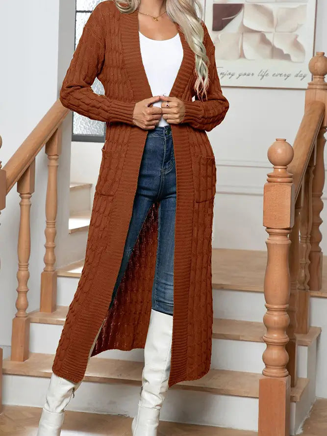 Orange Sweater Long Cardigan