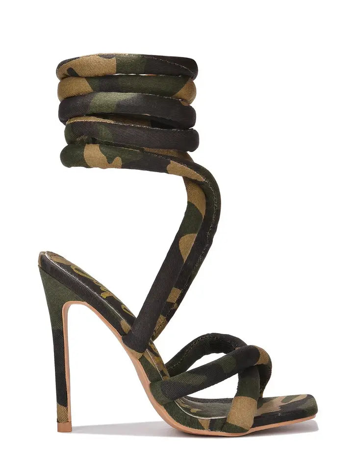 Camouflage Padded Lace Up Sandal