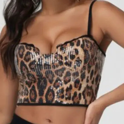 Cheetah Spaghetti Strap Crop Top
