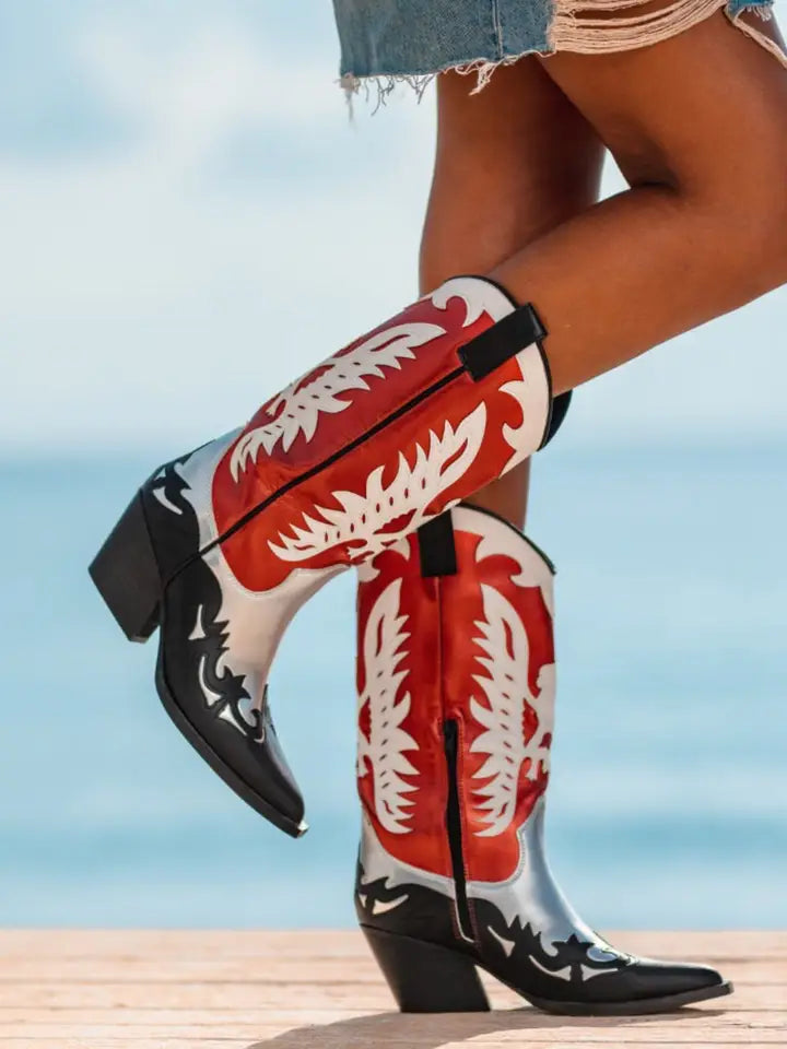 Red and Silver Cowboy Boots