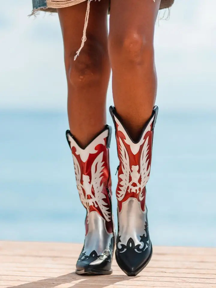 Red and Silver Cowboy Boots