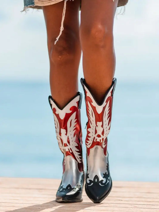 Red and Silver Cowboy Boots